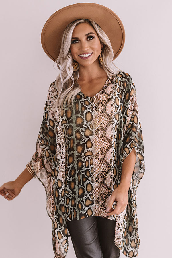 Soiree In The City Snake Print Shift Tunic In Peach Image - 2