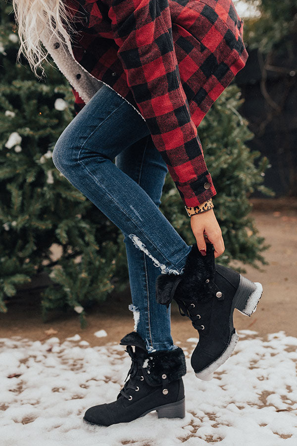 The Arielle Faux Fur Lined Boot In Black Image - 2
