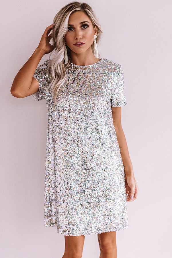 Flirting Over Cocktails Sequin Dress In Silver • Impressions Online ...