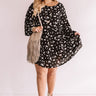 Strolling Through Downtown Floral Shift Dress in Black Curves Image - 1