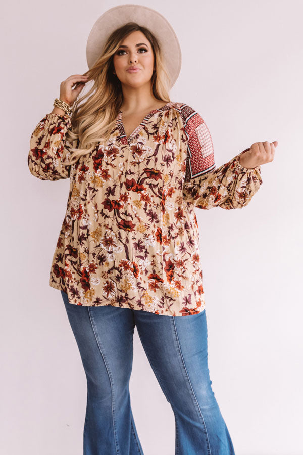 Sugar On Top Floral Shift Top in Beige Curves Image - 2