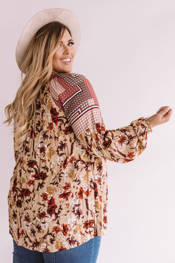 Sugar On Top Floral Shift Top in Beige Curves Image - 5