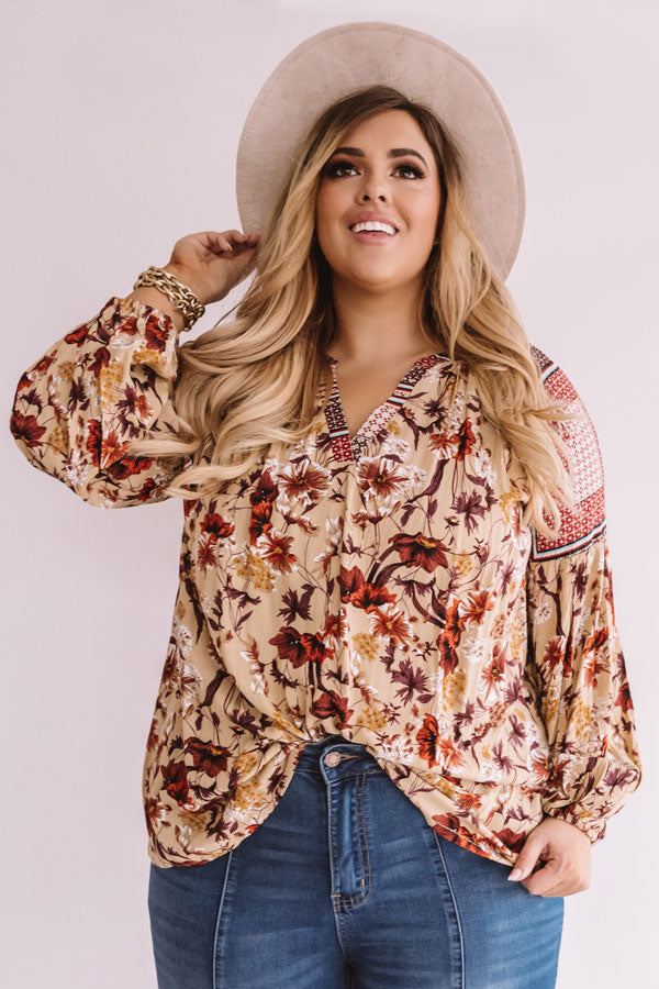 Sugar On Top Floral Shift Top in Beige Curves Image - 3