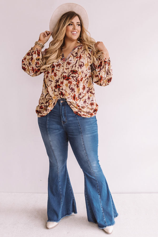 Sugar On Top Floral Shift Top in Beige Curves Image - 1