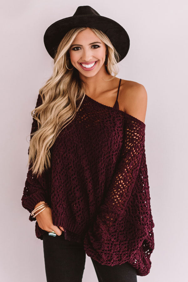 Craving Comfort Knit Sweater in Windsor Wine Image - 1