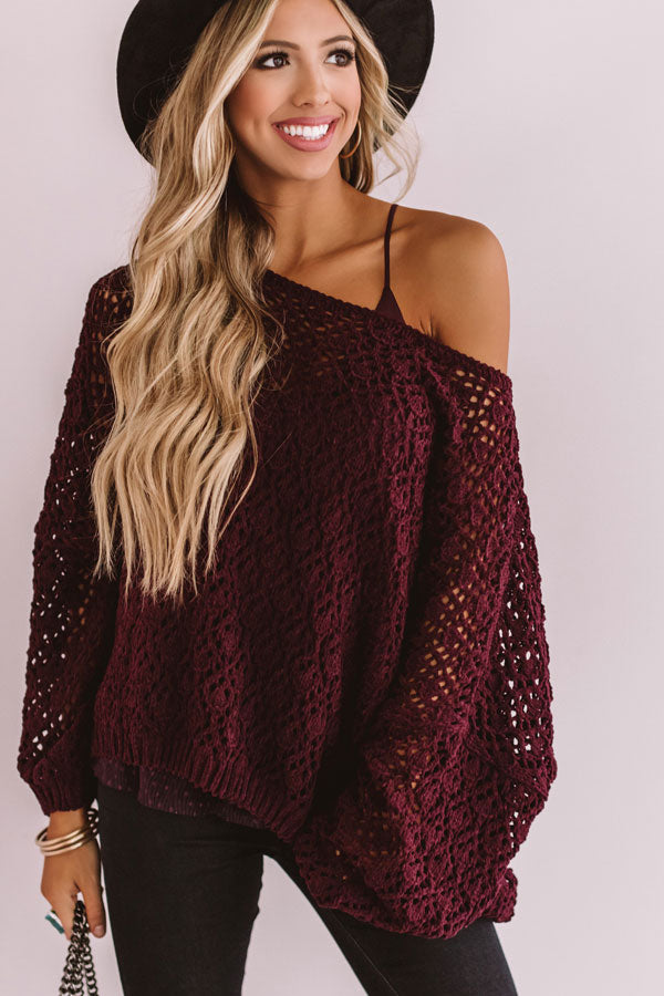 Craving Comfort Knit Sweater in Windsor Wine Image - 3