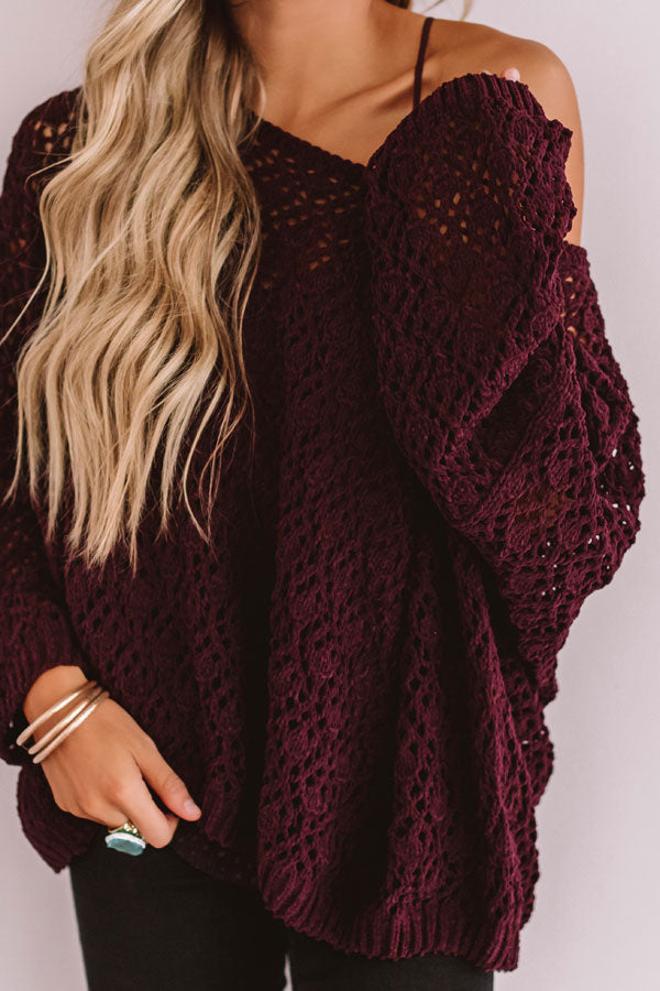 Craving Comfort Knit Sweater in Windsor Wine Image - 4