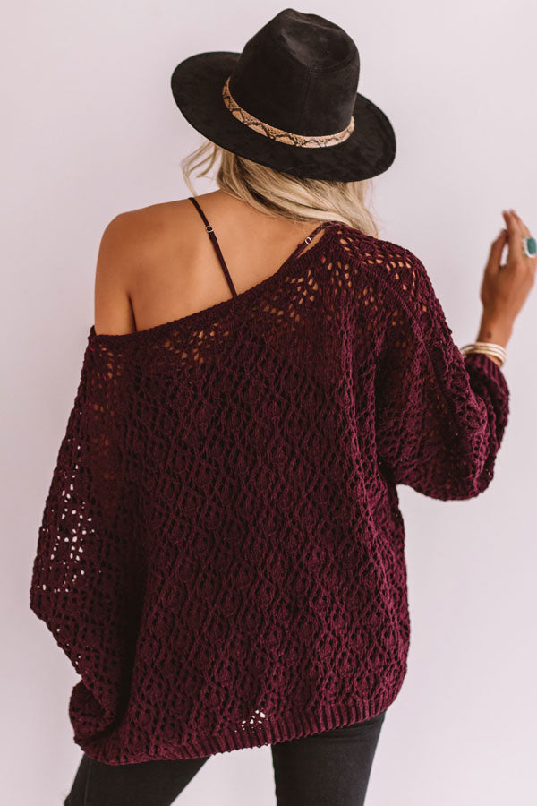 Craving Comfort Knit Sweater in Windsor Wine Image - 5