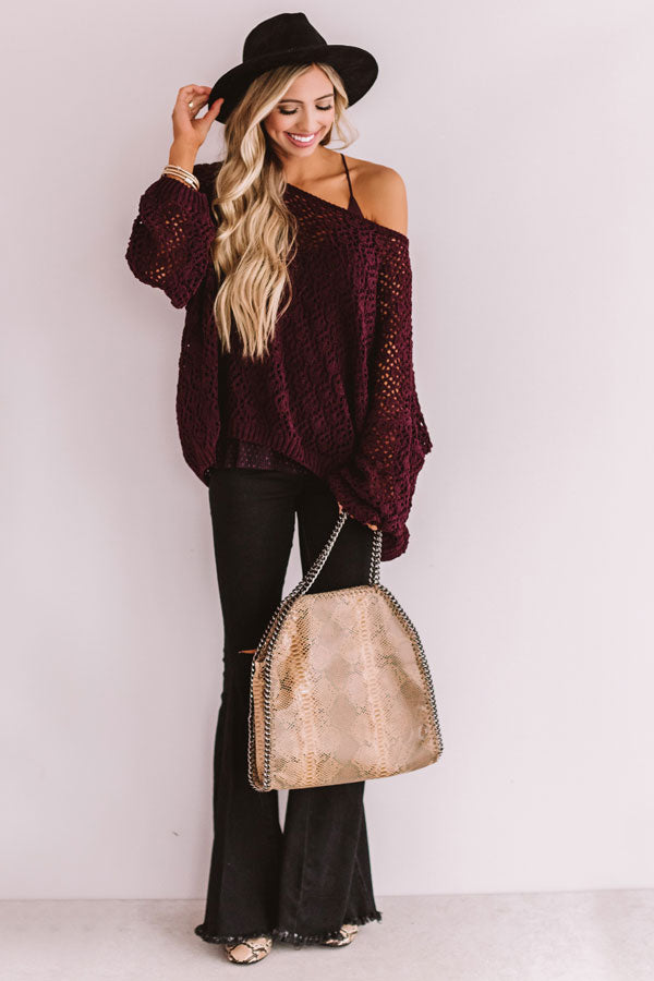Craving Comfort Knit Sweater in Windsor Wine Image - 2