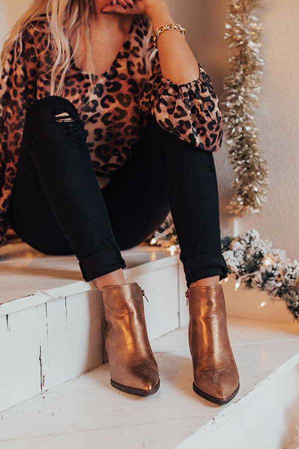 The Ramsey Faux Leather Bootie In Copper Image - 2