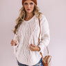 Posh Times Cable Knit Hoodie In White Image - 1