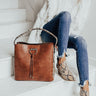 The City Life Faux Leather Tote In Brown Image - 1