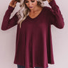 Swipe Up Waffle Knit Shift Top In Maroon Image - 1
