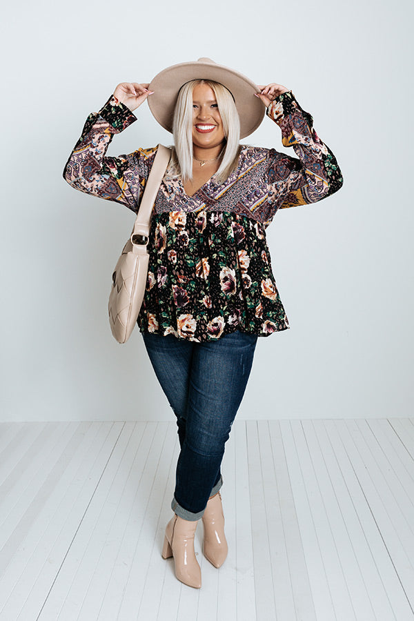 Moment Of Bliss Floral Shift Top In Black Curves Image - 2