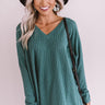 True Wanderlust Ribbed Shift Top In Jade Image - 1
