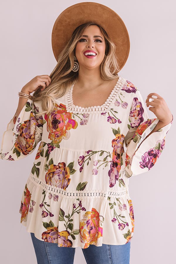 Bold And Blissful Floral Shift Top In Cream  Curves Image - 1