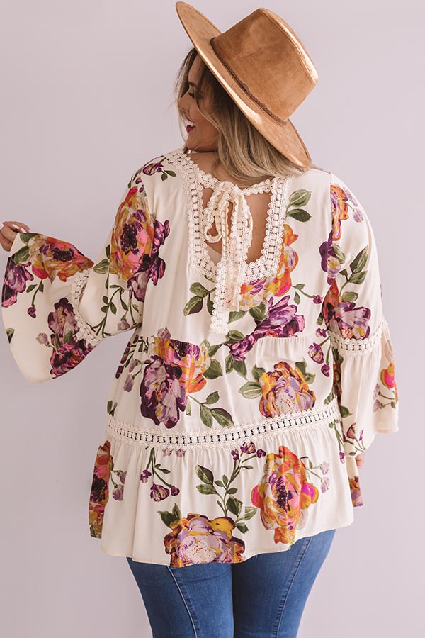 Bold And Blissful Floral Shift Top In Cream  Curves Image - 2