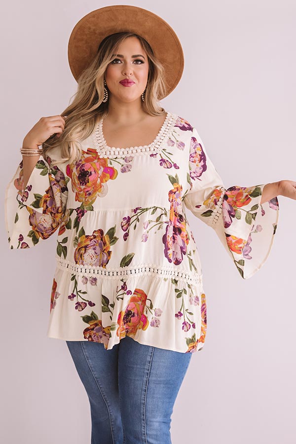Bold And Blissful Floral Shift Top In Cream  Curves Image - 5