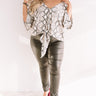 Showing Up Chic Snake Print Tie Top Curves Image - 1
