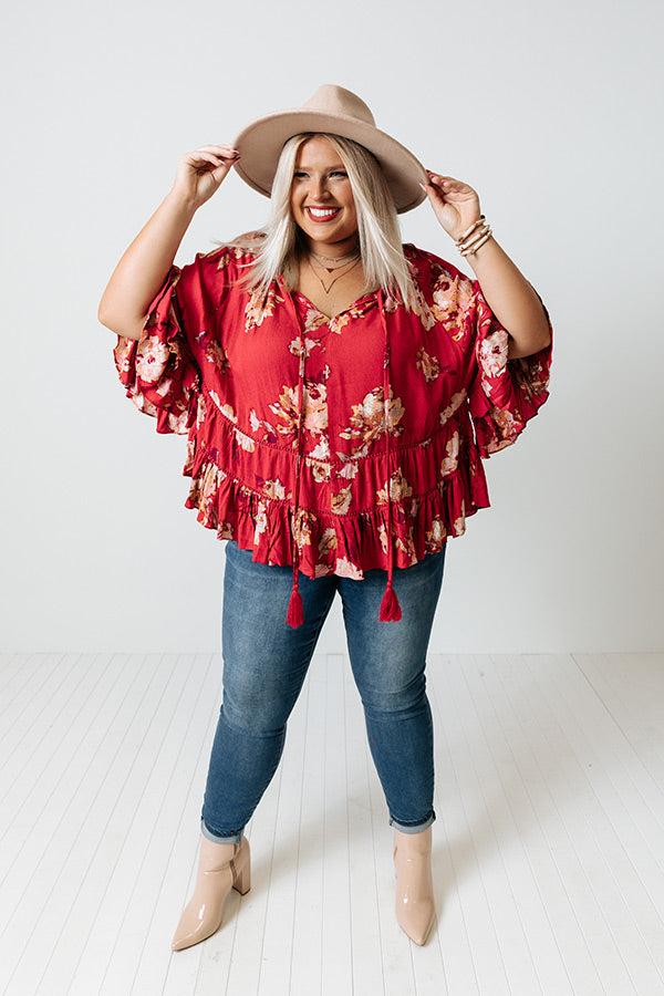 Mind Your Style Floral Shift Top In Raspberry Curves Image - 1