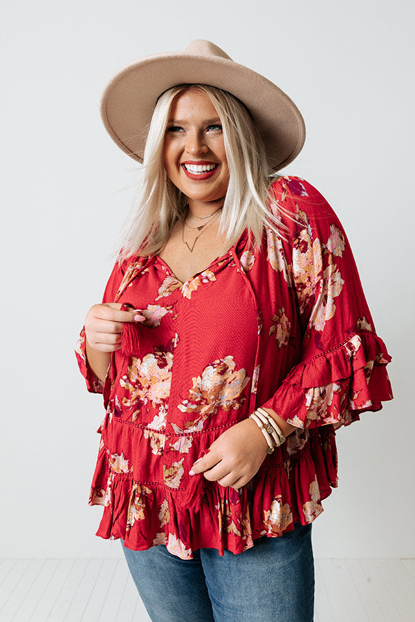 Mind Your Style Floral Shift Top In Raspberry Curves Image - 3