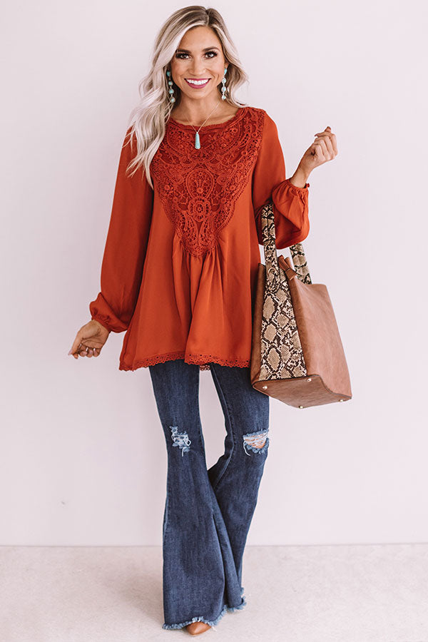 Dear And Divine Crochet Shift Top In Rust Image - 2