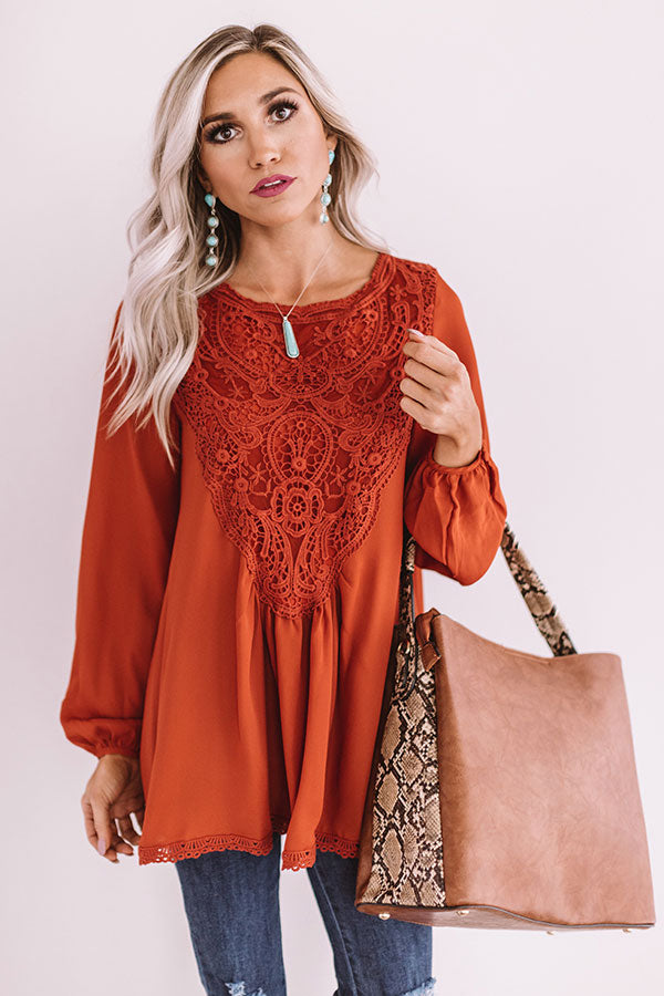 Dear And Divine Crochet Shift Top In Rust Image - 1