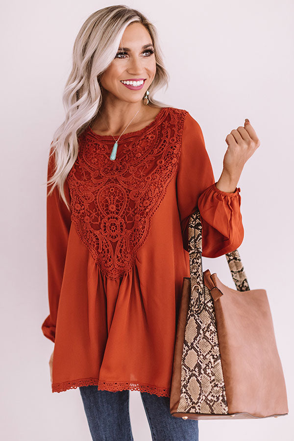 Dear And Divine Crochet Shift Top In Rust Image - 3