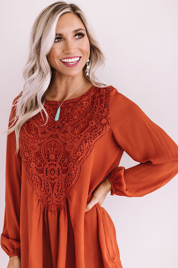 Dear And Divine Crochet Shift Top In Rust Image - 4