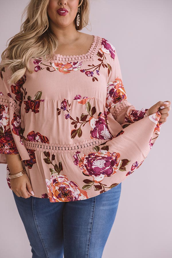 Bold And Blissful Floral Shift Top In Blush Curves Image - 4