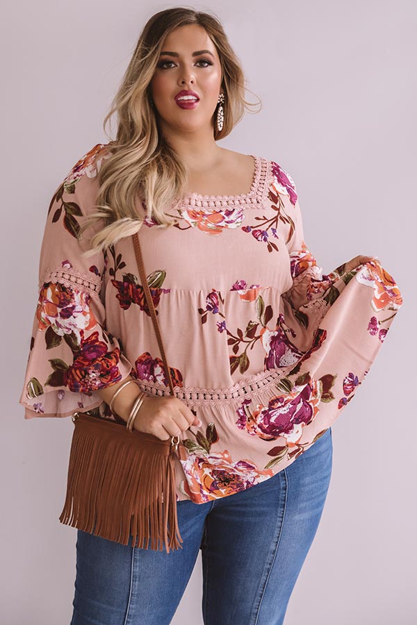 Bold And Blissful Floral Shift Top In Blush Curves Image - 3