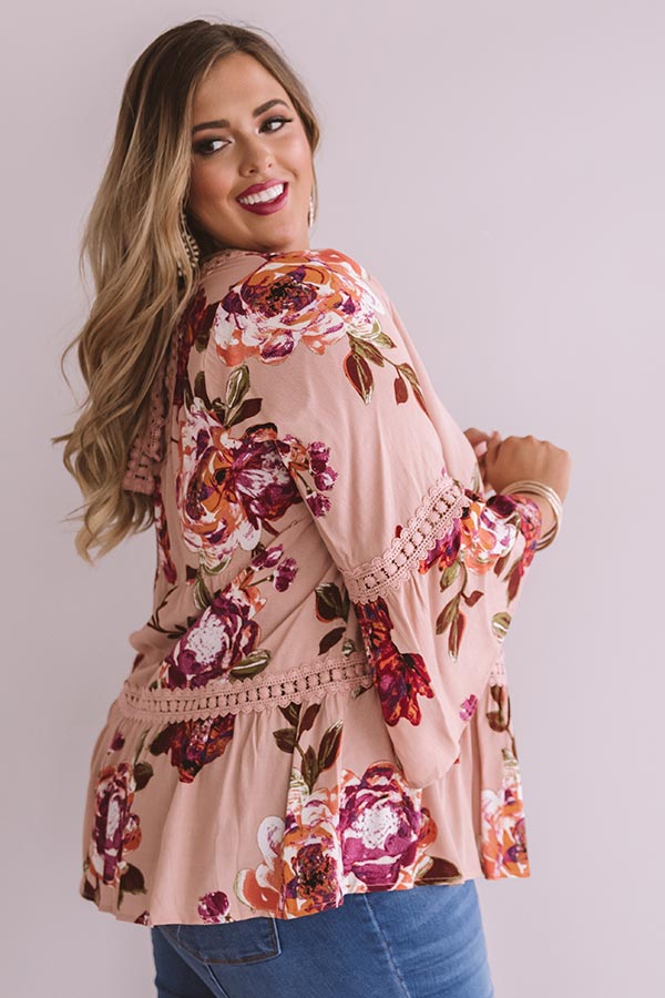 Bold And Blissful Floral Shift Top In Blush Curves Image - 2