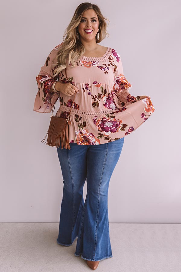 Bold And Blissful Floral Shift Top In Blush Curves Image - 1