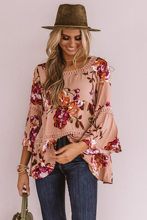 Bold And Blissful Floral Shift Top In Blush Image - 3