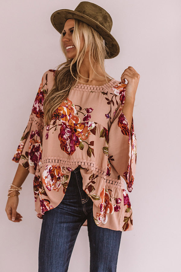 Bold And Blissful Floral Shift Top In Blush Image - 4