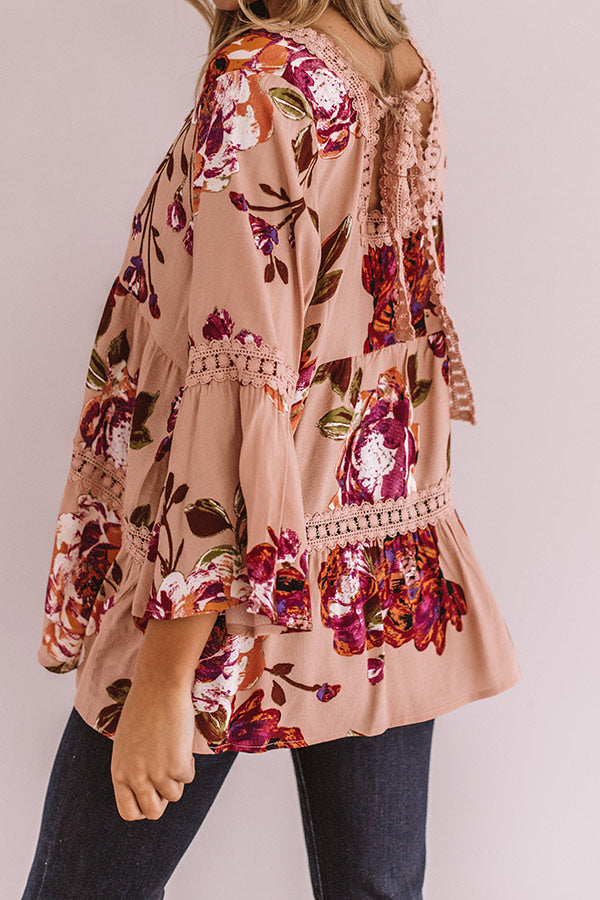Bold And Blissful Floral Shift Top In Blush Image - 5