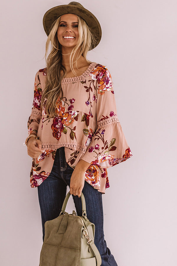 Bold And Blissful Floral Shift Top In Blush Image - 1
