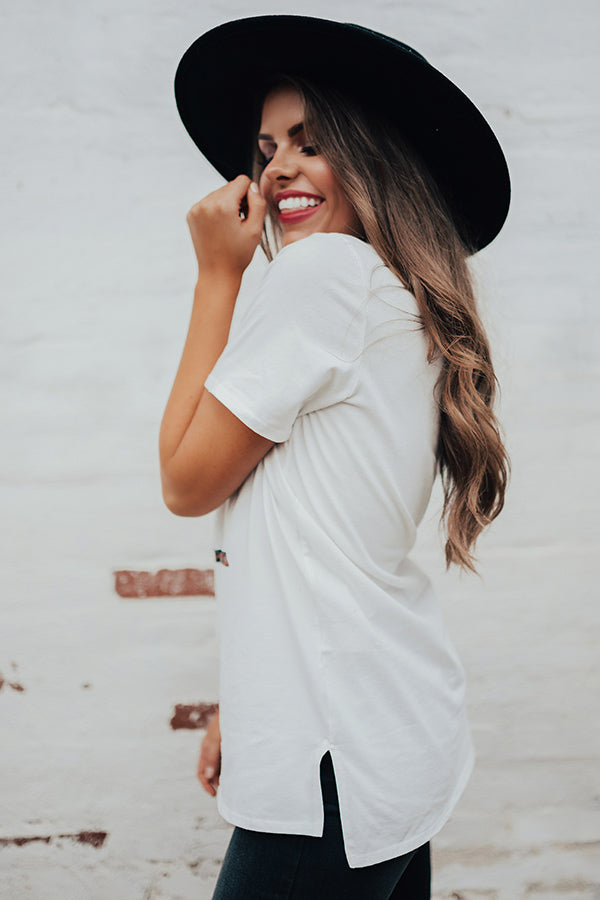 Long Live Rock N' Roll Distressed Boyfriend Tee in Grey