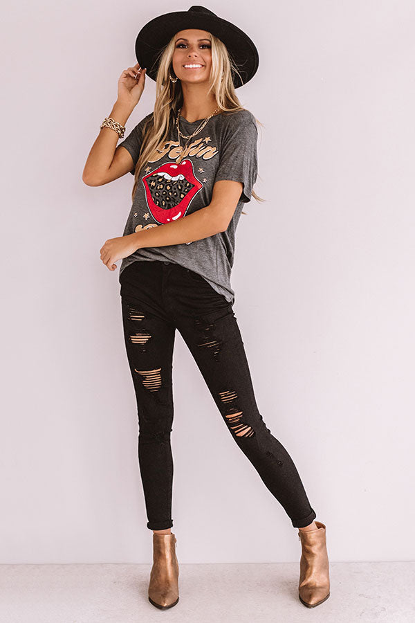 Feelin' Good Boyfriend Tee in Charcoal Image - 2