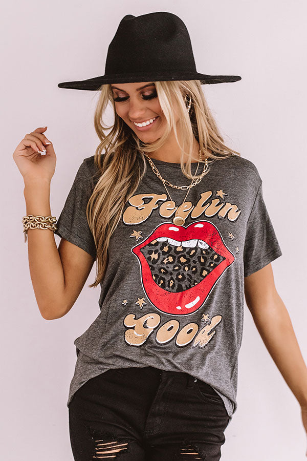 Feelin' Good Boyfriend Tee in Charcoal Image - 1