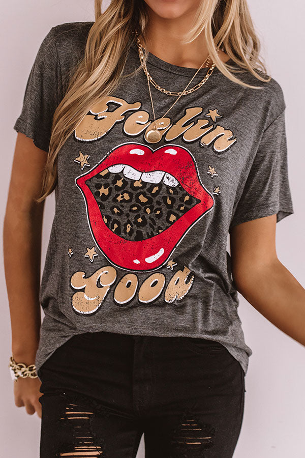 Feelin' Good Boyfriend Tee in Charcoal Image - 3