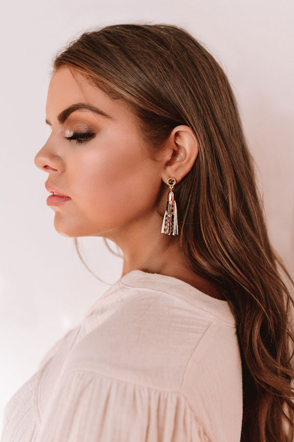 Pass The Prosecco Snake Print Earrings In Brown