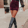 The Ashton Corduroy Distressed Skirt In Windsor Wine Image - 1