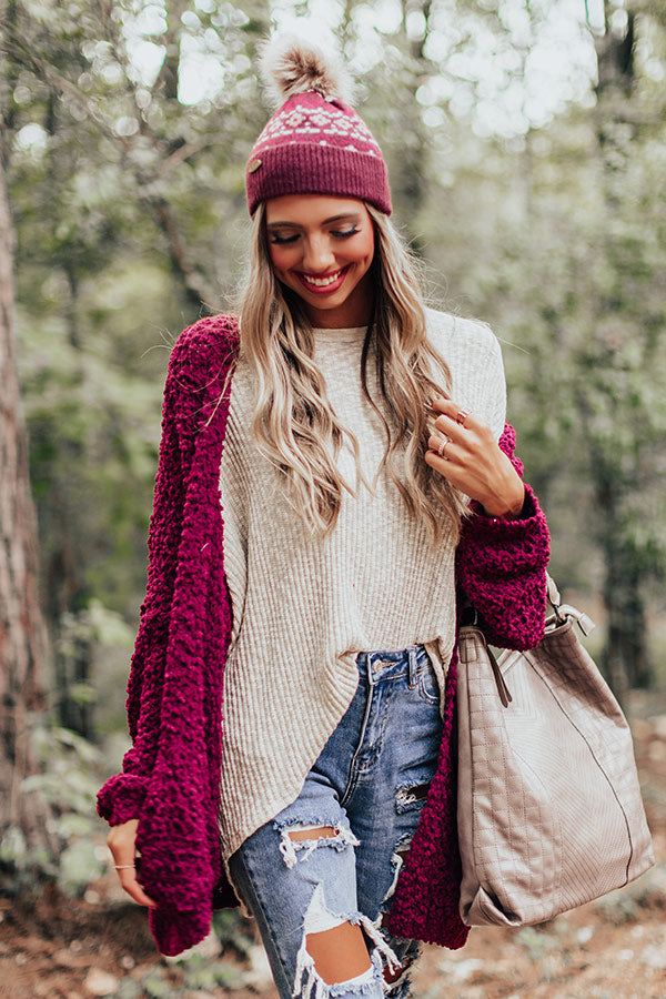 Bombshell Snuggles Knit Cardigan In Wine • Impressions Online Boutique