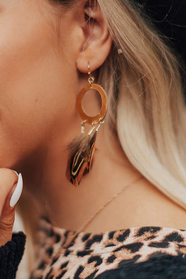 In The Mix Feather Earrings In Gold