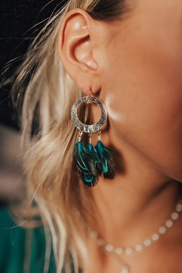 In The Mix Feather Earrings In Jade