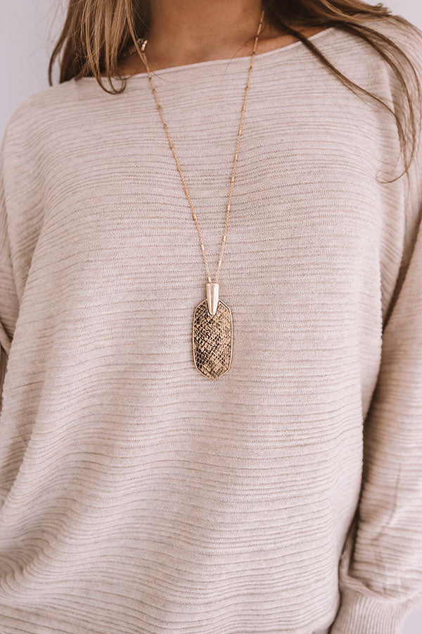 On Stage Snake Print Necklace In Taupe Image - 1