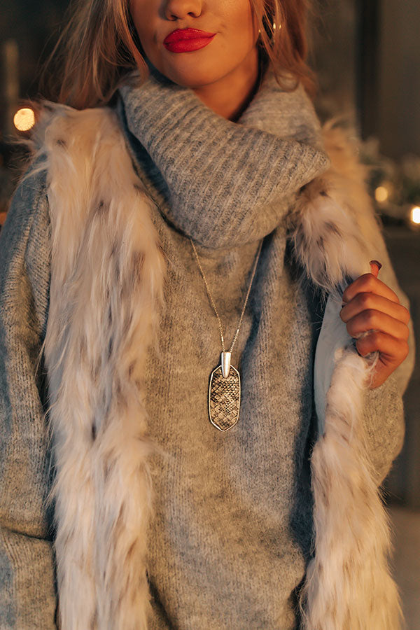 On Stage Snake Print Necklace In Grey Image - 1