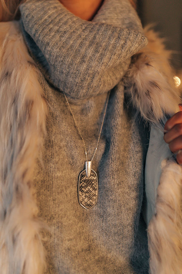 On Stage Snake Print Necklace In Grey Image - 1