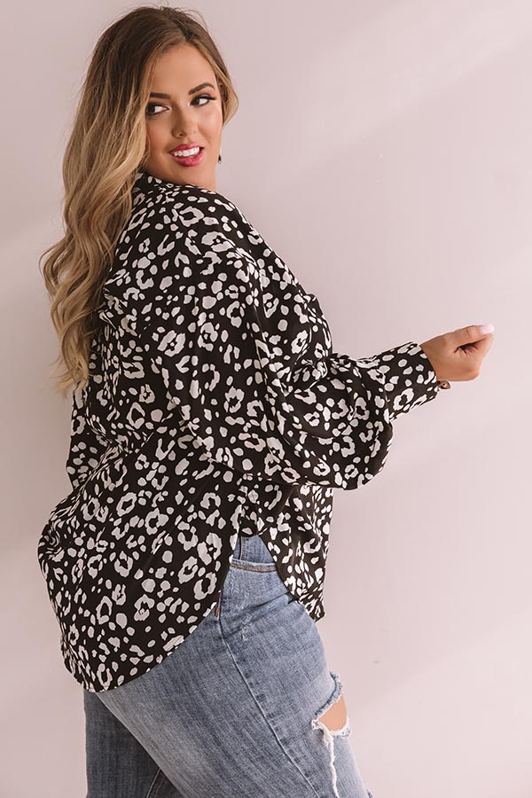Leave Her Wild Button Up Top In Black  Curves Image - 5